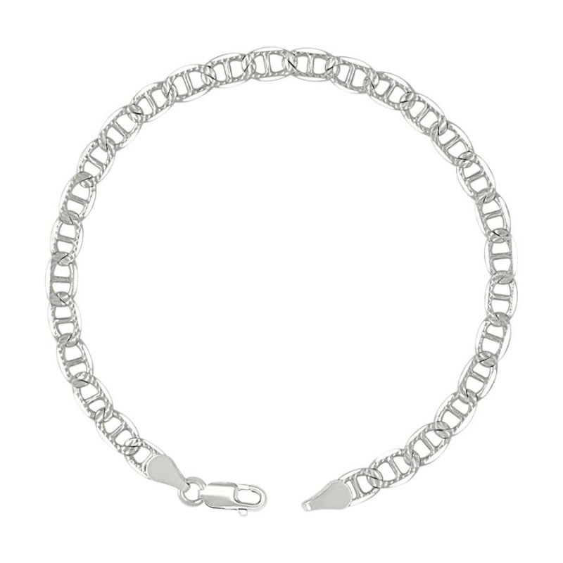 925 Sterling Silver Solid Pave Classic Mariner Chain 5mm