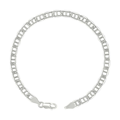 925 Sterling Silver Solid Pave Classic Mariner Chain 5mm