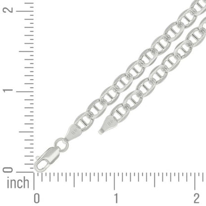 925 Sterling Silver Solid Pave Classic Mariner Chain 5mm