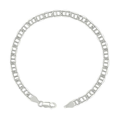 925 Sterling Silver Solid Pave Classic Mariner Chain 5mm