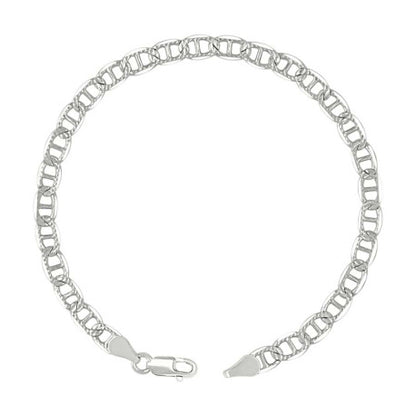 925 Sterling Silver Solid Pave Classic Mariner Chain 5mm