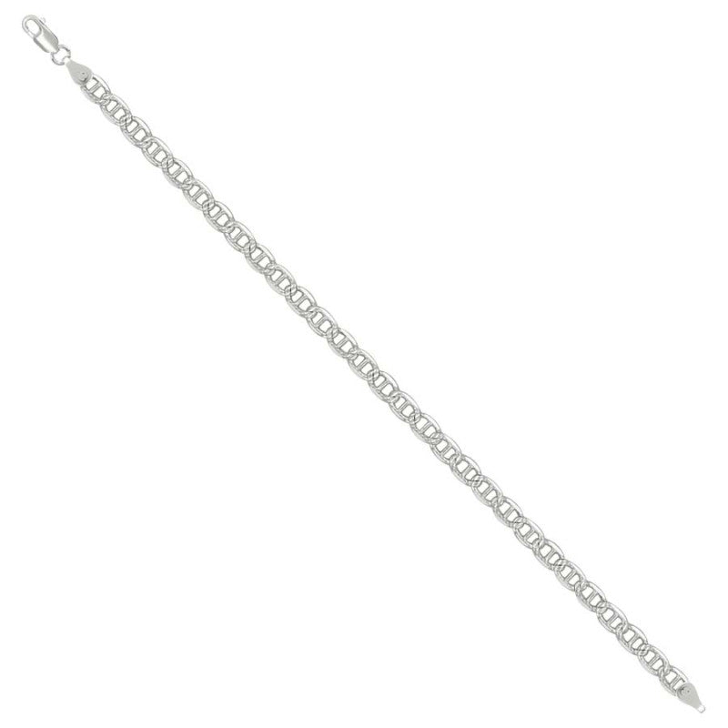 925 Sterling Silver Solid Pave Classic Mariner Chain 5mm