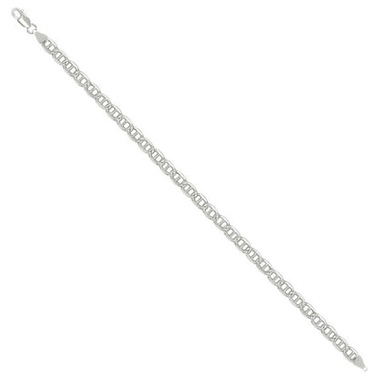 925 Sterling Silver Solid Pave Classic Mariner Chain 5mm