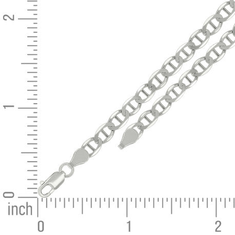 925 Sterling Silver Solid Classic Mariner Chain 5mm