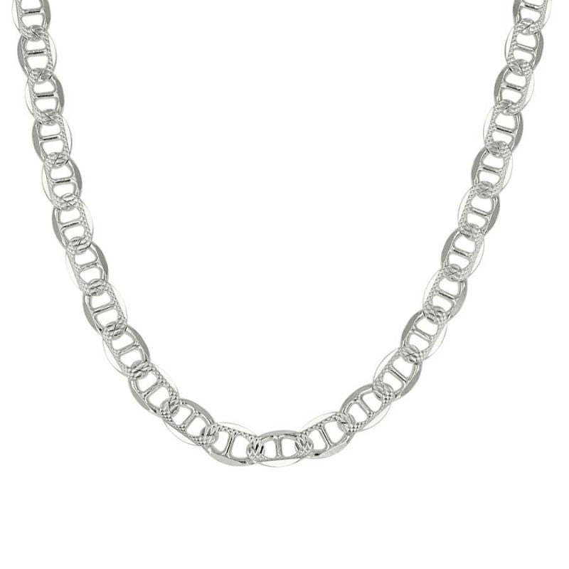 925 Sterling Silver Solid Pave Classic Mariner Chain 5mm