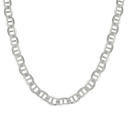 925 Sterling Silver Solid Pave Classic Mariner Chain 5mm