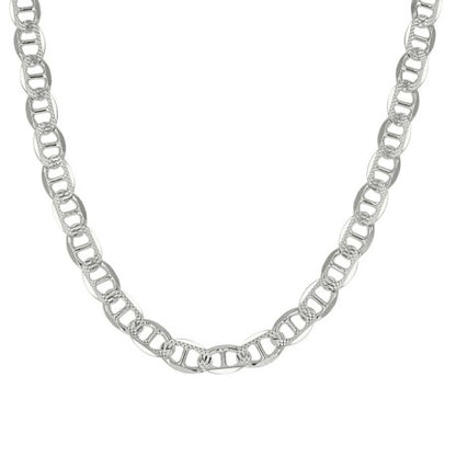 925 Sterling Silver Solid Pave Classic Mariner Chain 5mm