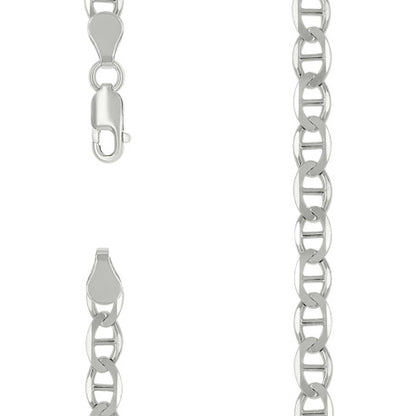 925 Sterling Silver Solid Classic Mariner Chain 5mm