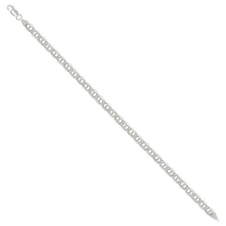 925 Sterling Silver Solid Pave Classic Mariner Chain 5mm