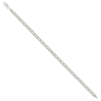 925 Sterling Silver Solid Pave Classic Mariner Chain 5mm