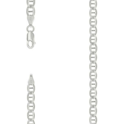 925 Sterling Silver Solid Pave Classic Mariner Chain 5mm