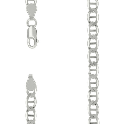 925 Sterling Silver Solid Classic Mariner Chain 5mm