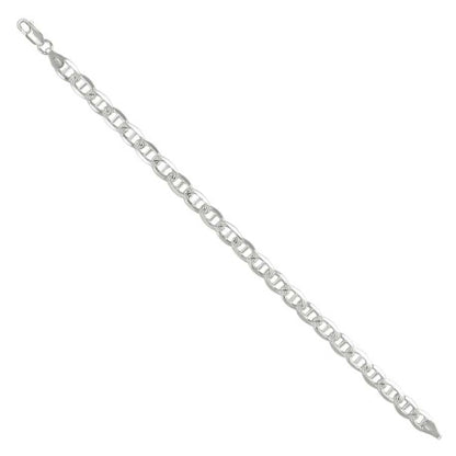 925 Sterling Silver Solid Pave Classic Mariner Chain 6mm
