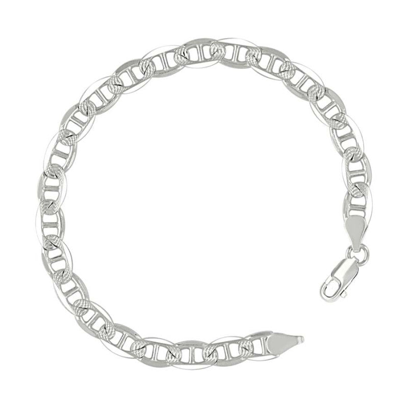 925 Sterling Silver Solid Pave Classic Mariner Chain 6mm