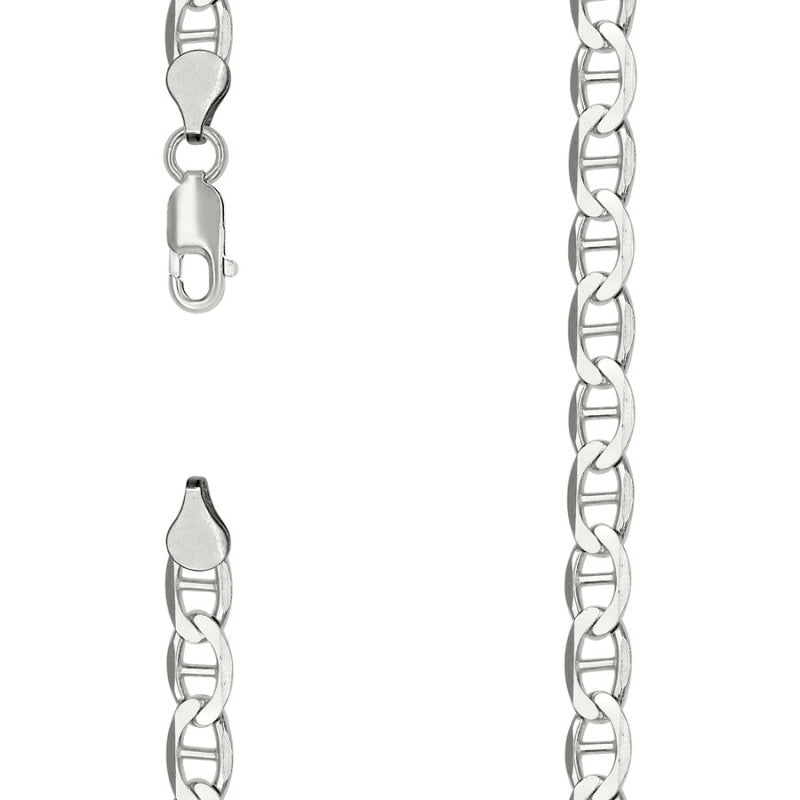 925 Sterling Silver Solid Classic Mariner Chain 6mm