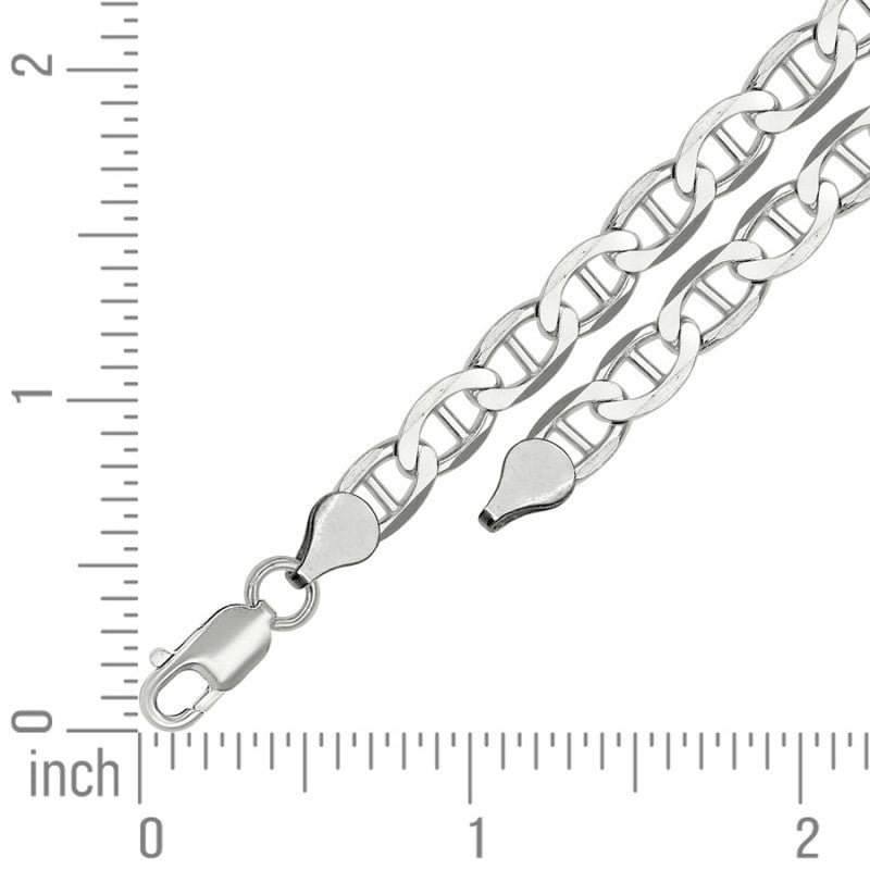 925 Sterling Silver Solid Classic Mariner Chain 6mm