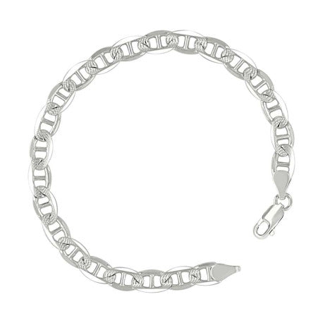 925 Sterling Silver Solid Pave Classic Mariner Chain 6mm