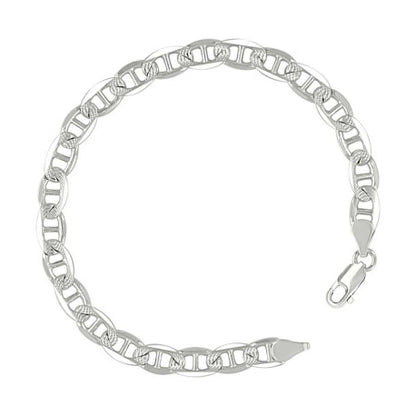 925 Sterling Silver Solid Pave Classic Mariner Chain 6mm
