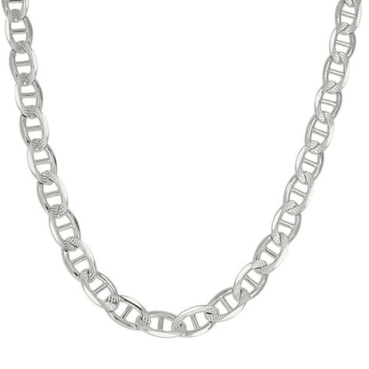 925 Sterling Silver Solid Pave Classic Mariner Chain 6mm