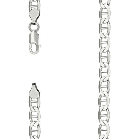 925 Sterling Silver Solid Classic Mariner Chain 6mm