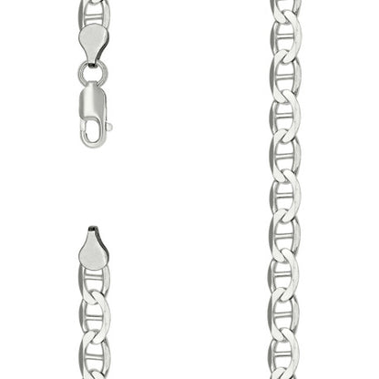 925 Sterling Silver Solid Classic Mariner Chain 6mm
