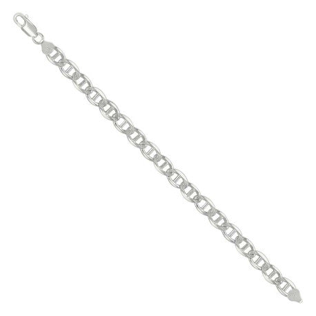 925 Sterling Silver Solid Pave Classic Mariner Chain 7mm