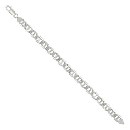 925 Sterling Silver Solid Pave Classic Mariner Chain 7mm