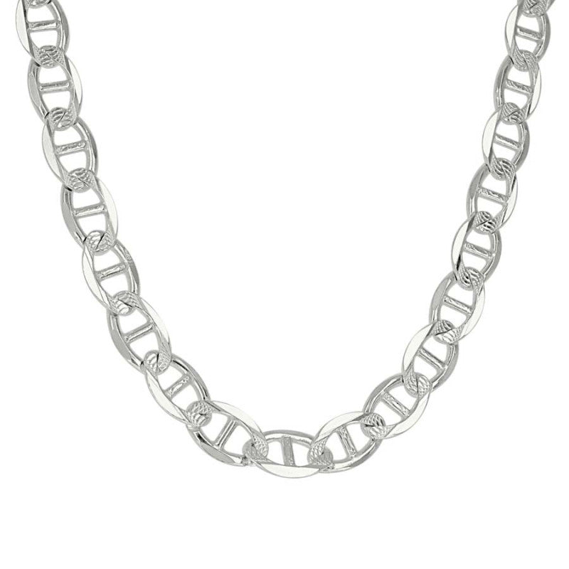 925 Sterling Silver Solid Pave Classic Mariner Chain 7mm