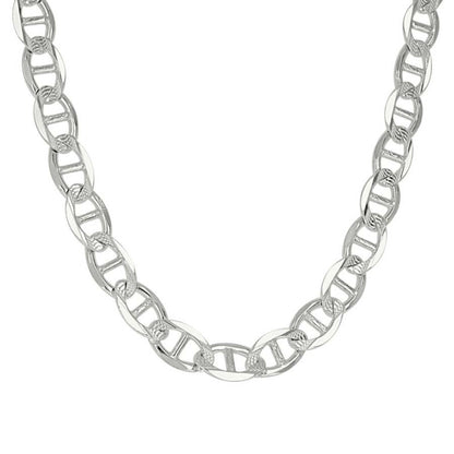 925 Sterling Silver Solid Pave Classic Mariner Chain 7mm