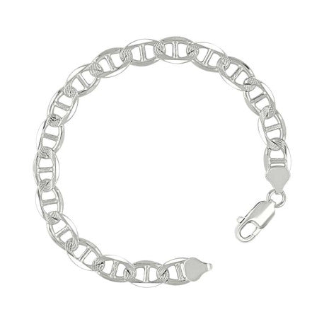 925 Sterling Silver Solid Pave Classic Mariner Chain 7mm