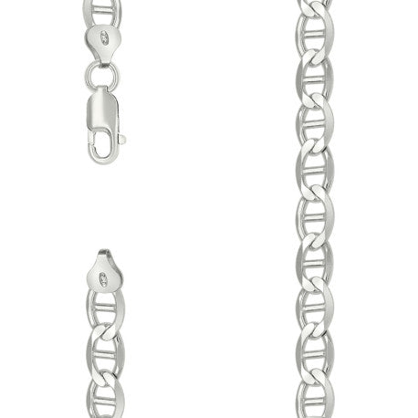 925 Sterling Silver Solid Classic Mariner Chain 7mm