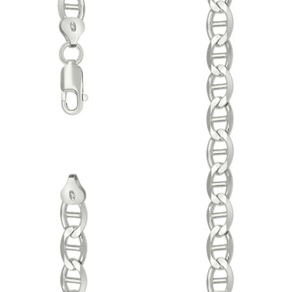 925 Sterling Silver Solid Classic Mariner Chain 7mm