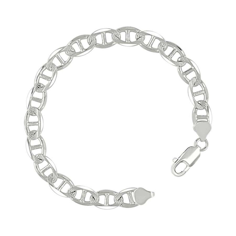 925 Sterling Silver Solid Pave Classic Mariner Chain 7mm