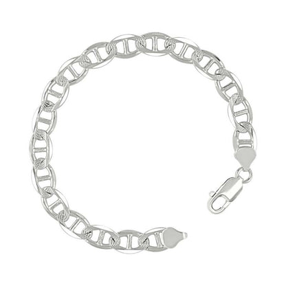 925 Sterling Silver Solid Pave Classic Mariner Chain 7mm