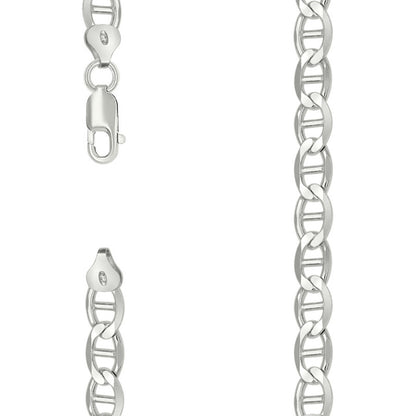 925 Sterling Silver Solid Classic Mariner Chain 7mm