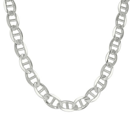 925 Sterling Silver Solid Pave Classic Mariner Chain 7mm