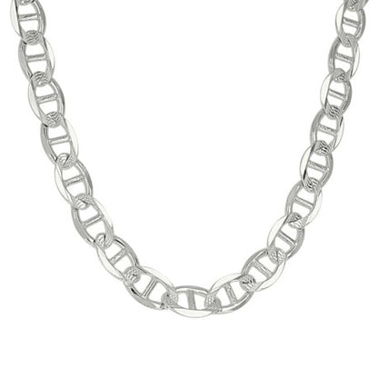 925 Sterling Silver Solid Pave Classic Mariner Chain 7mm