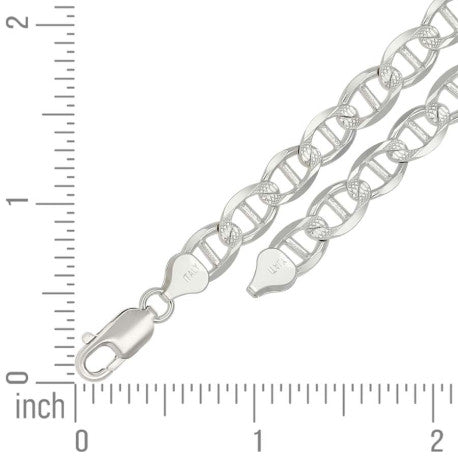925 Sterling Silver Solid Pave Classic Mariner Chain 7mm