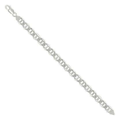 925 Sterling Silver Solid Pave Classic Mariner Chain 7mm