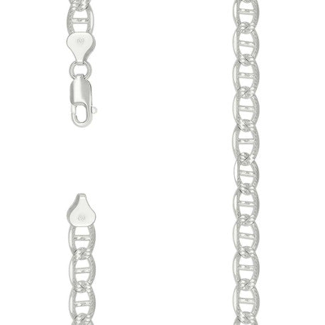 925 Sterling Silver Solid Pave Classic Mariner Chain 8mm