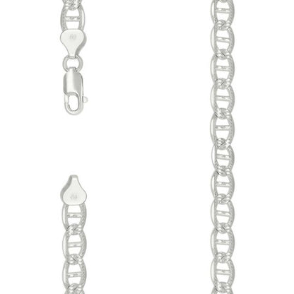 925 Sterling Silver Solid Pave Classic Mariner Chain 8mm