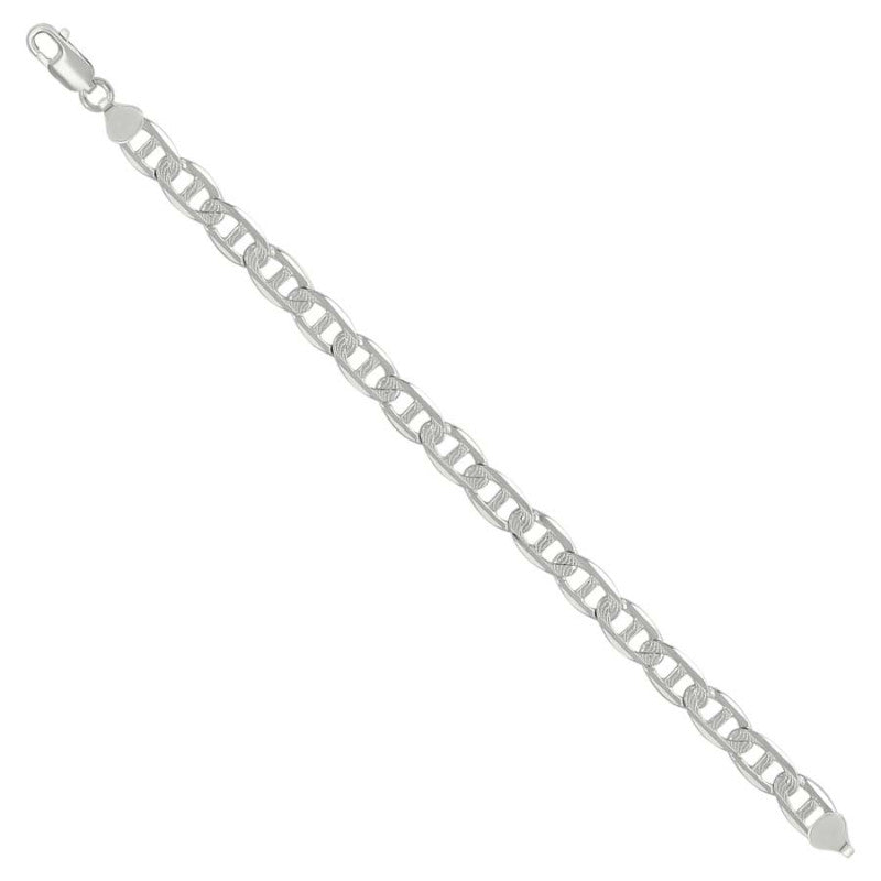 925 Sterling Silver Solid Pave Classic Mariner Chain 8mm