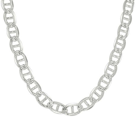 925 Sterling Silver Solid Pave Classic Mariner Chain 8mm