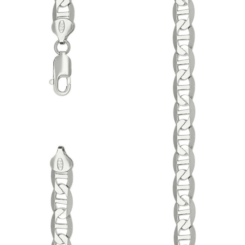 925 Sterling Silver Solid Classic Mariner Chain 8mm