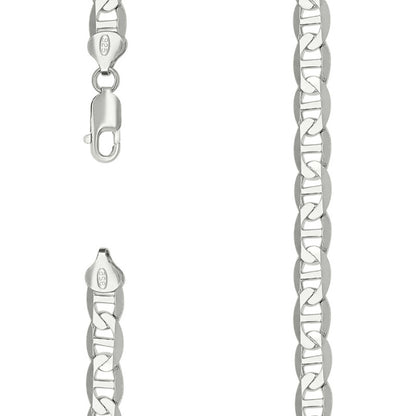 925 Sterling Silver Solid Classic Mariner Chain 8mm