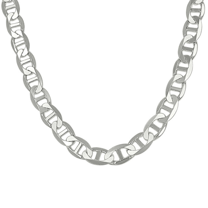 925 Sterling Silver Solid Classic Mariner Chain 8mm