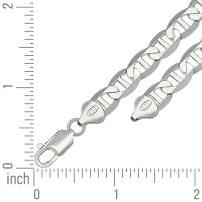 925 Sterling Silver Solid Classic Mariner Chain 8mm