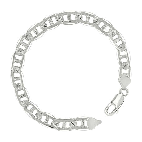925 Sterling Silver Solid Pave Classic Mariner Chain 8mm