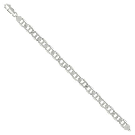 925 Sterling Silver Solid Pave Classic Mariner Chain 8mm