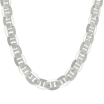 925 Sterling Silver Solid Pave Classic Mariner Chain 9.5mm